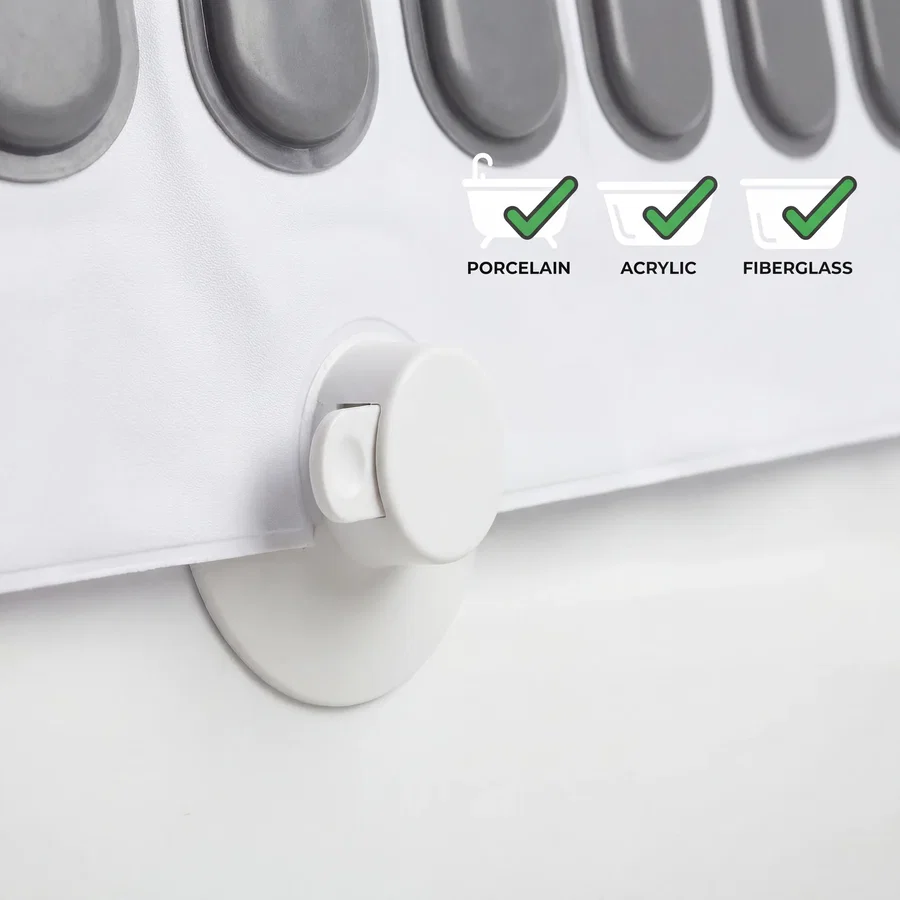 Suction cups grip the tub