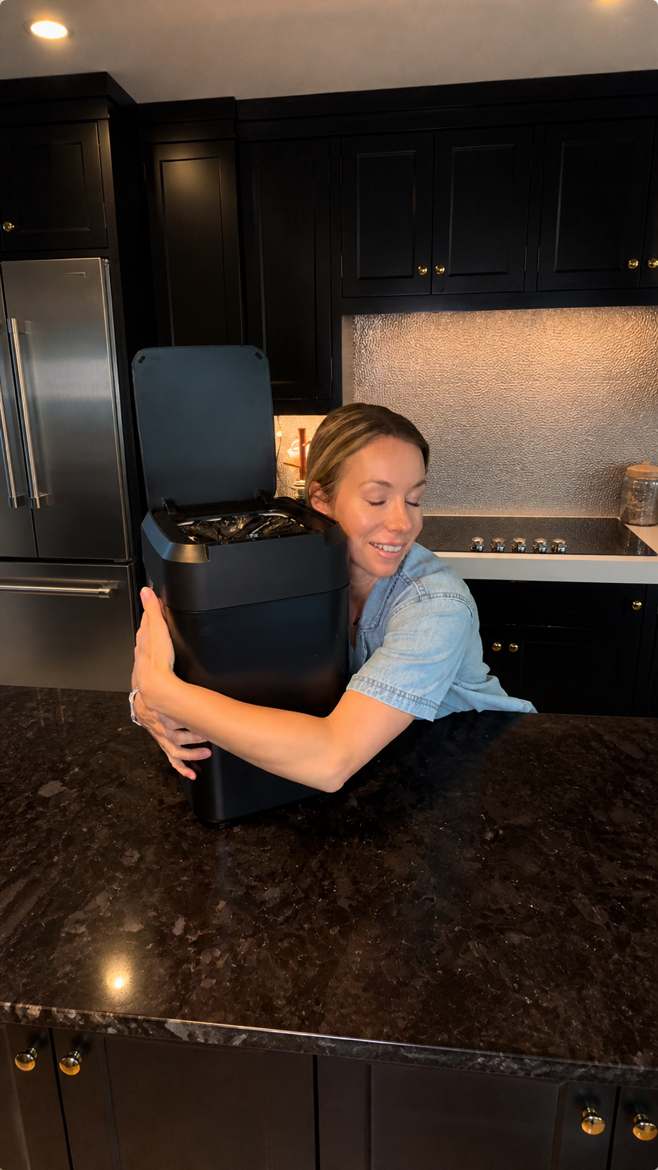 Customer Lana with her Royal Bin at home