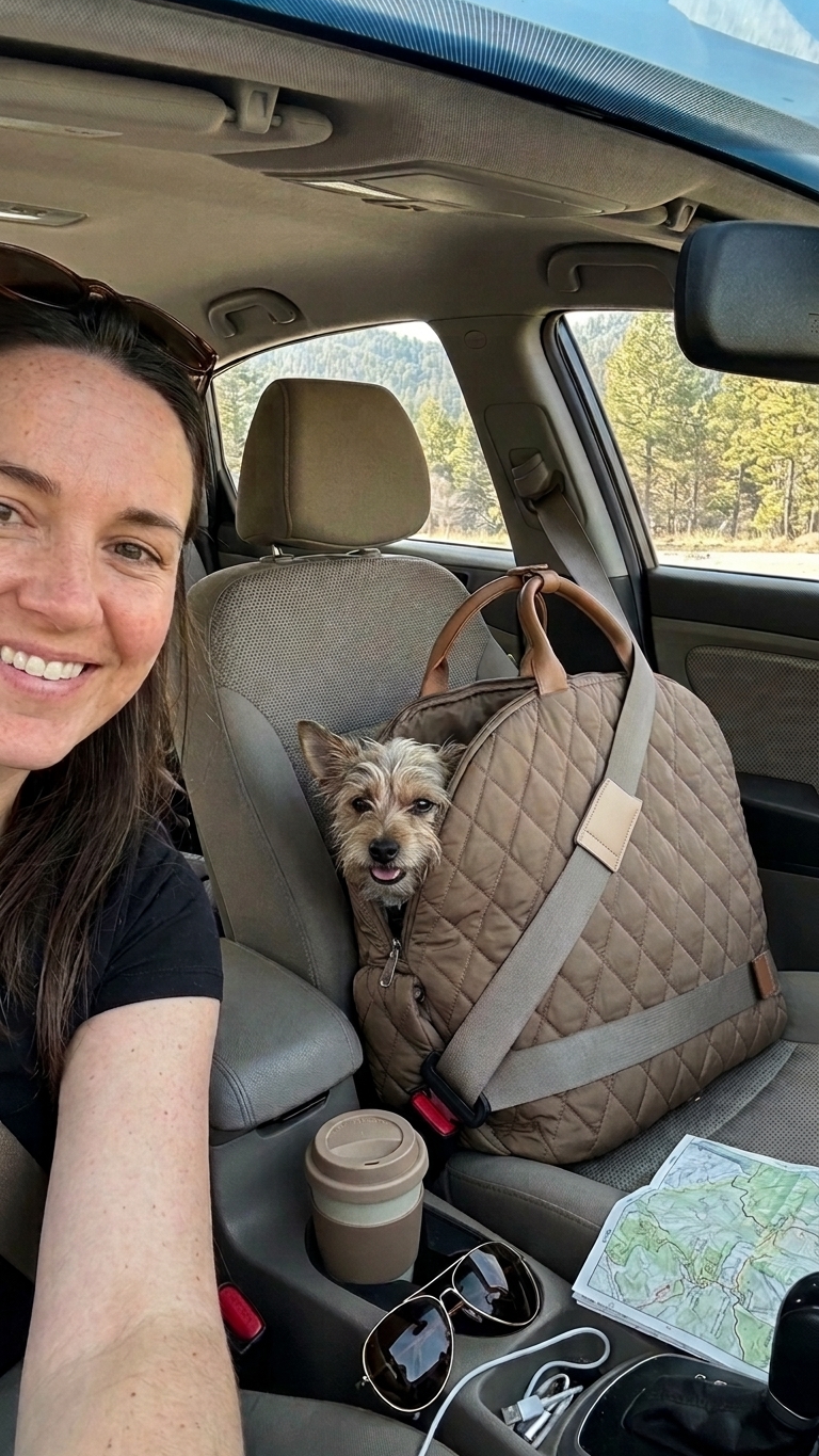 Pink Porter carrier opened into its cushioned car seat shape