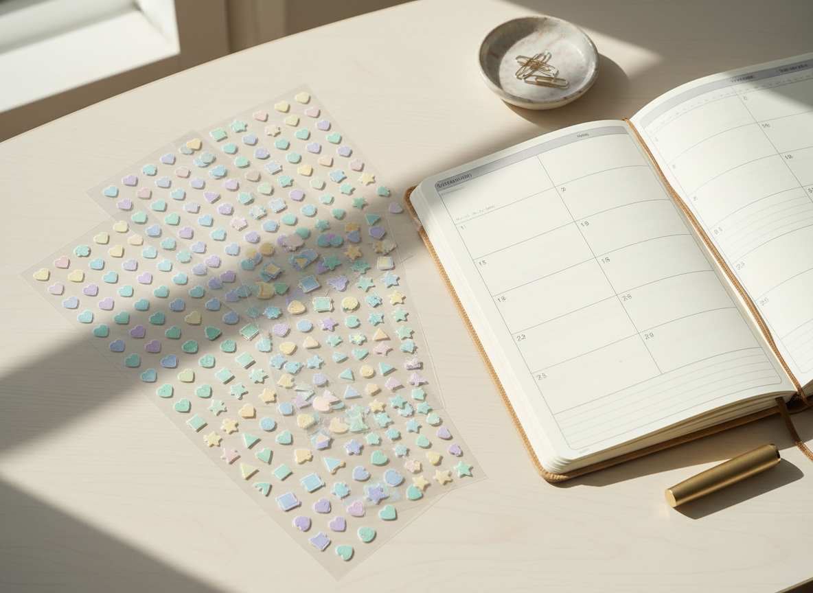 Planner Stickers styled on a desk