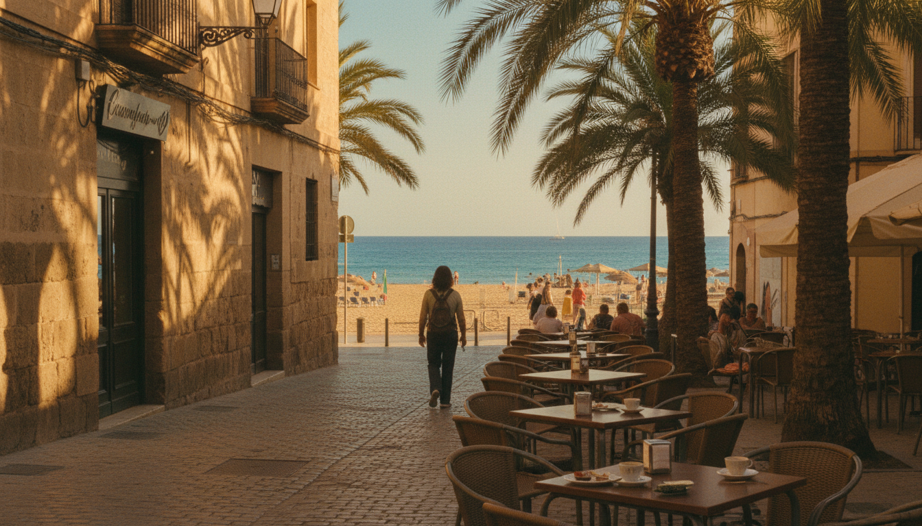Sonnige Altstadt und Strand von Valencia