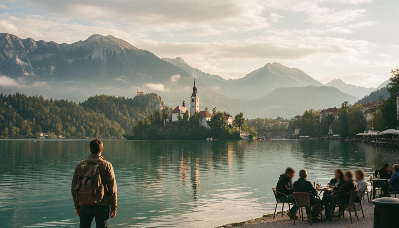 Bleder See mit Insel und Kirche bei ruhigem Licht