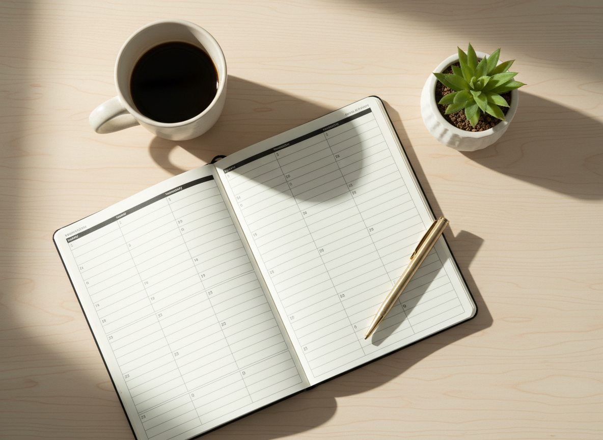 Planners styled on a desk