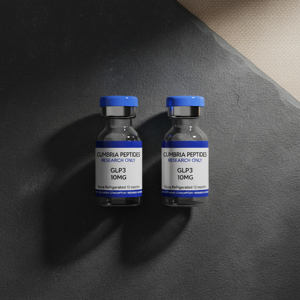 Two sealed laboratory vials side by side on a matte charcoal surface