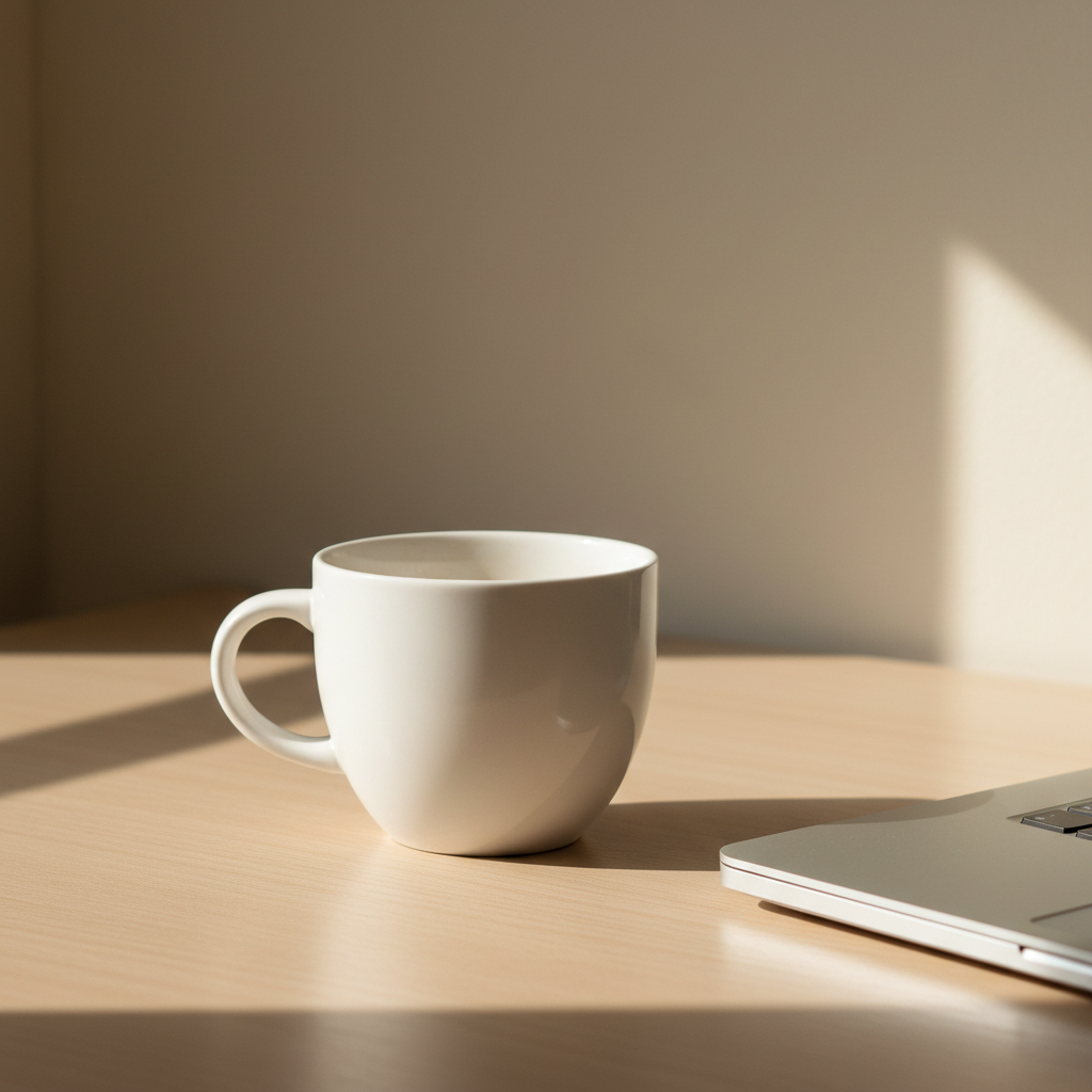 Empty coffee cup on a desk