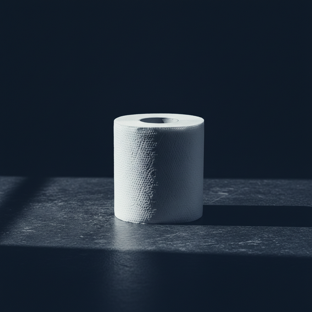 Rollo de papel higiénico sobre superficie oscura
