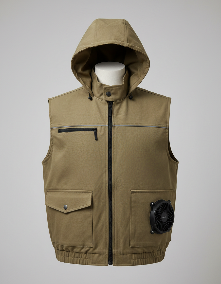 The vest in khaki, front view