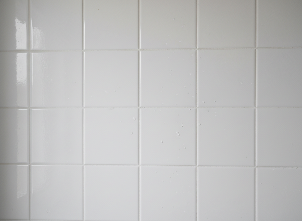 Les mêmes joints de douche redevenus blancs après nettoyage à la brosse rotative