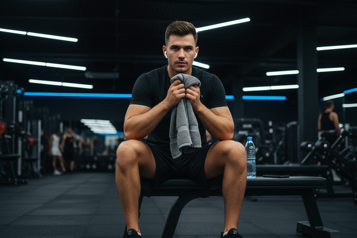 Man at the gym wearing his AirPods 3