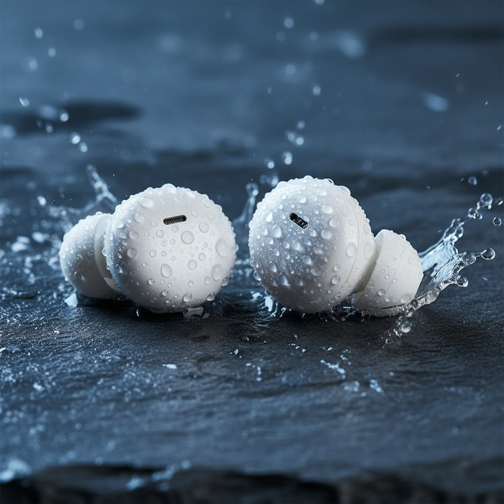 AirPods 3 covered in water droplets