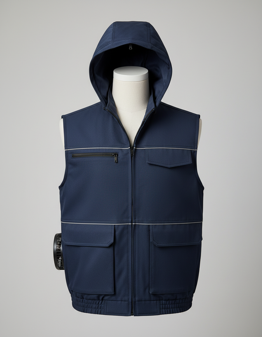 The vest in navy, front view