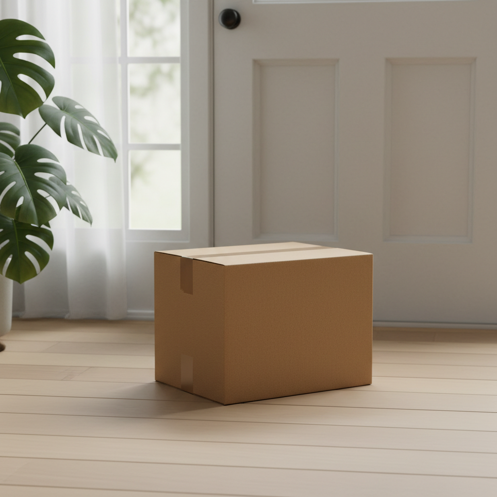 Zorgvuldig verpakt pakket bij de voordeur