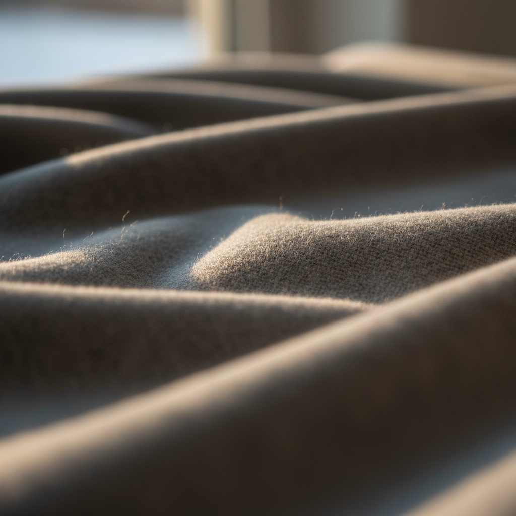 Close-up of soft brushed grey flannel
