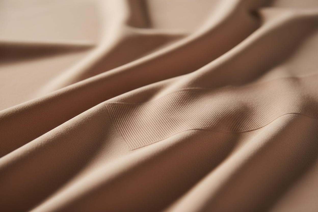 Close-up of nude seamless shapewear fabric in soft folds