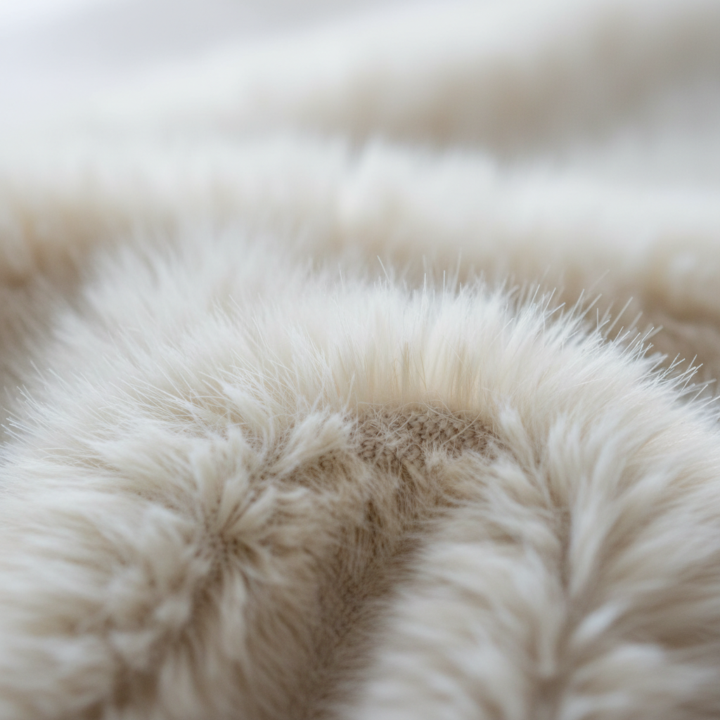 Close-up of soft ivory faux fur