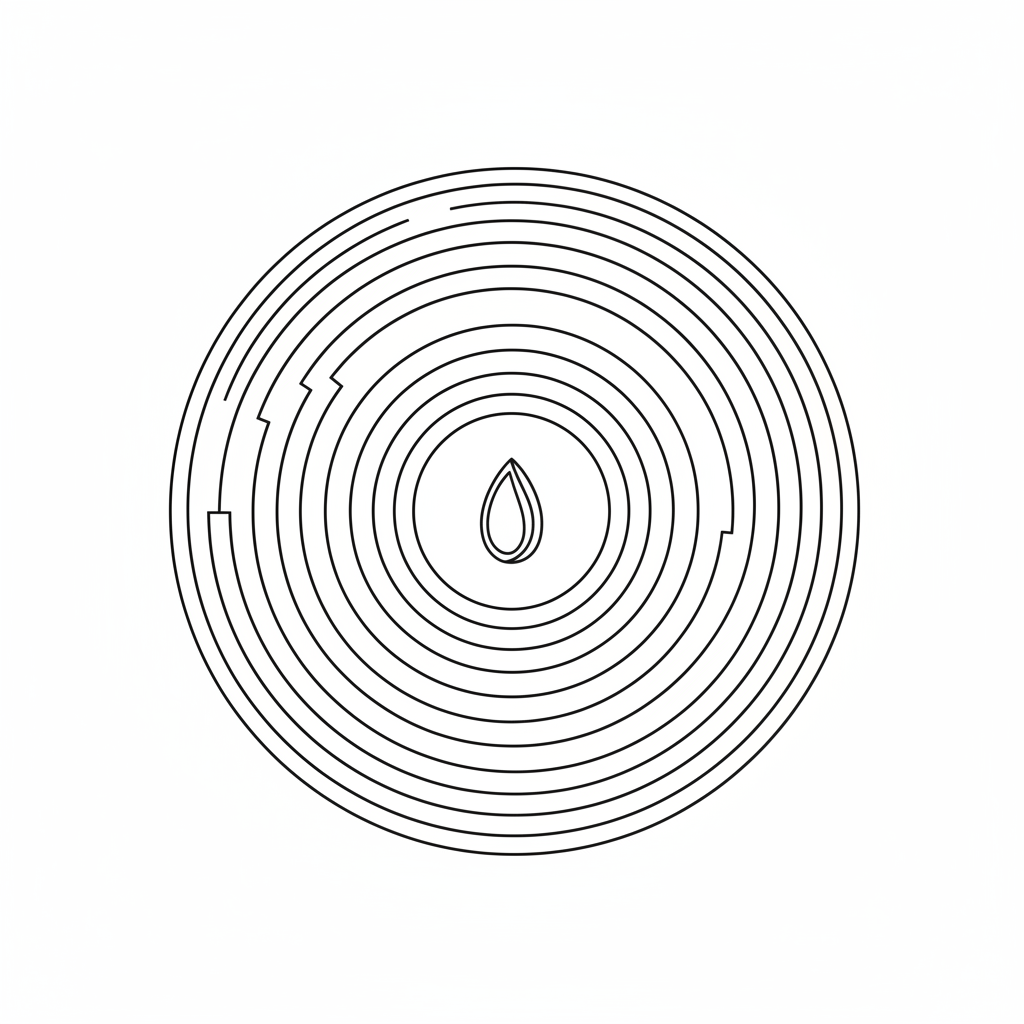 Line illustration of growth radiating from a seed