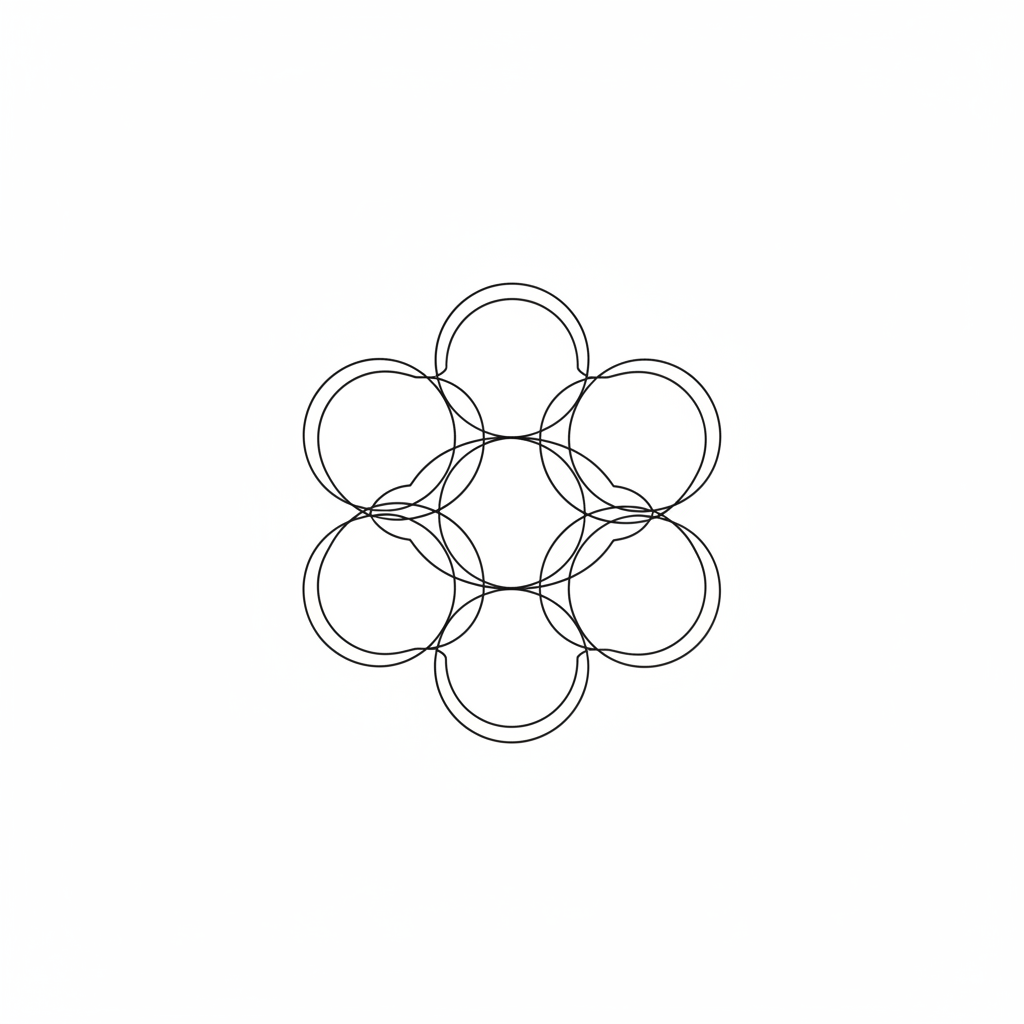 Line illustration of densely clustered circles