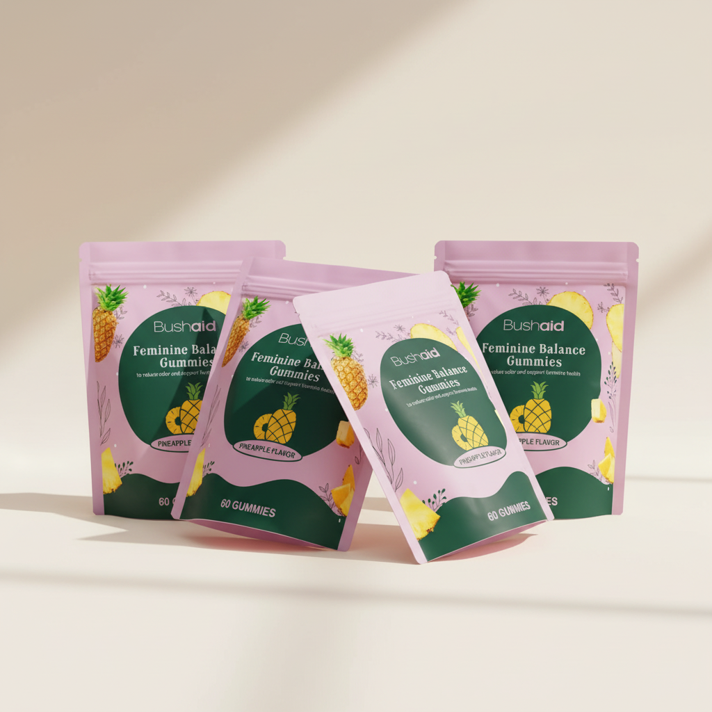 Pack de 4 frascos de BushAid Feminine Balance Gummies