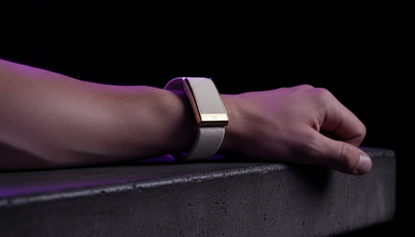 W&M 5.0 portée au poignet, éclairage violet en salle de sport