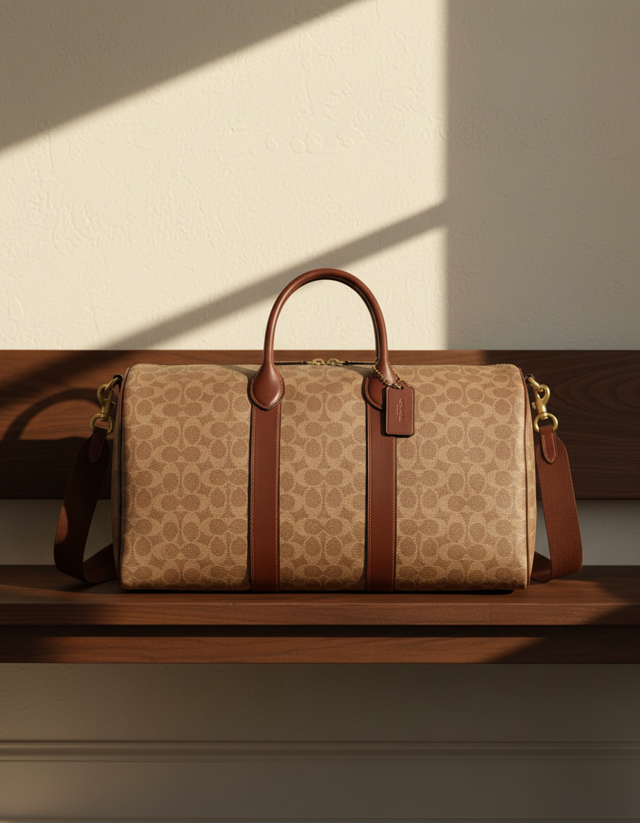 The Compass 45 resting on a walnut bench in morning light
