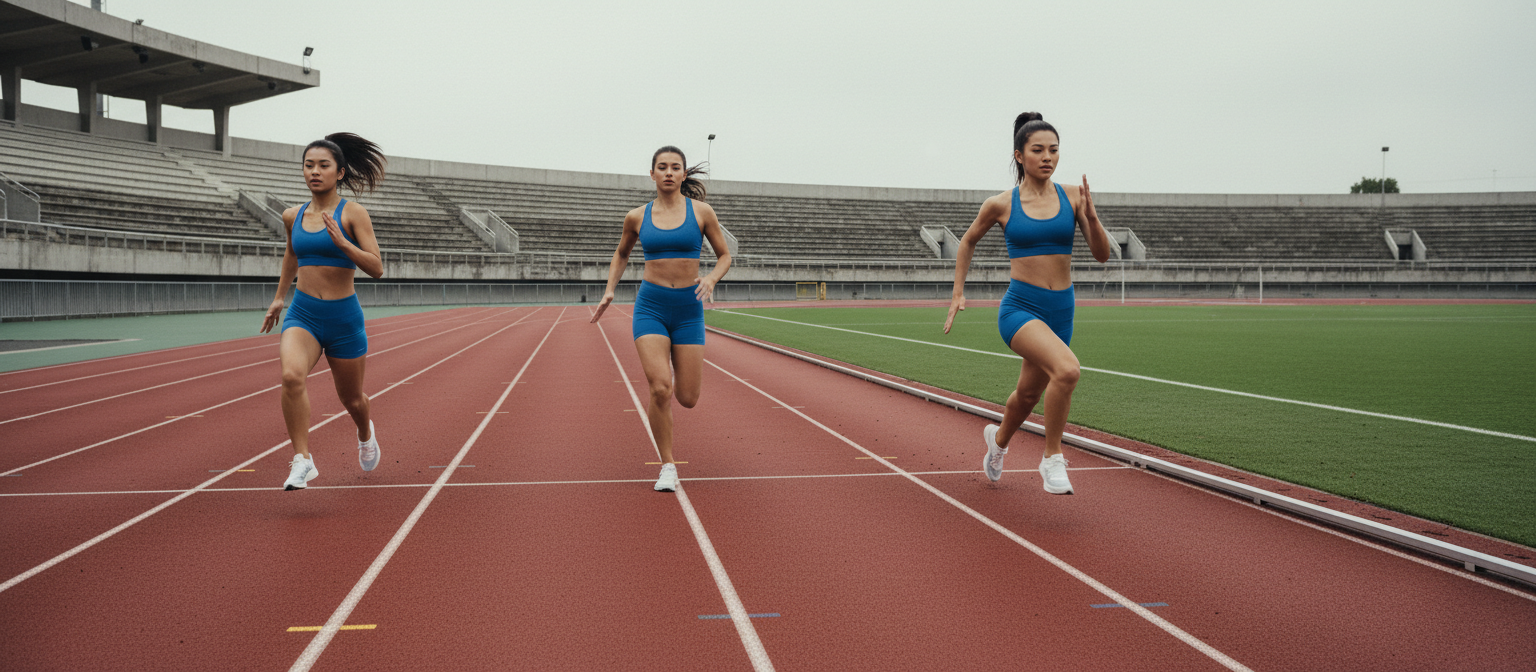 Corredores con ropa deportiva azul