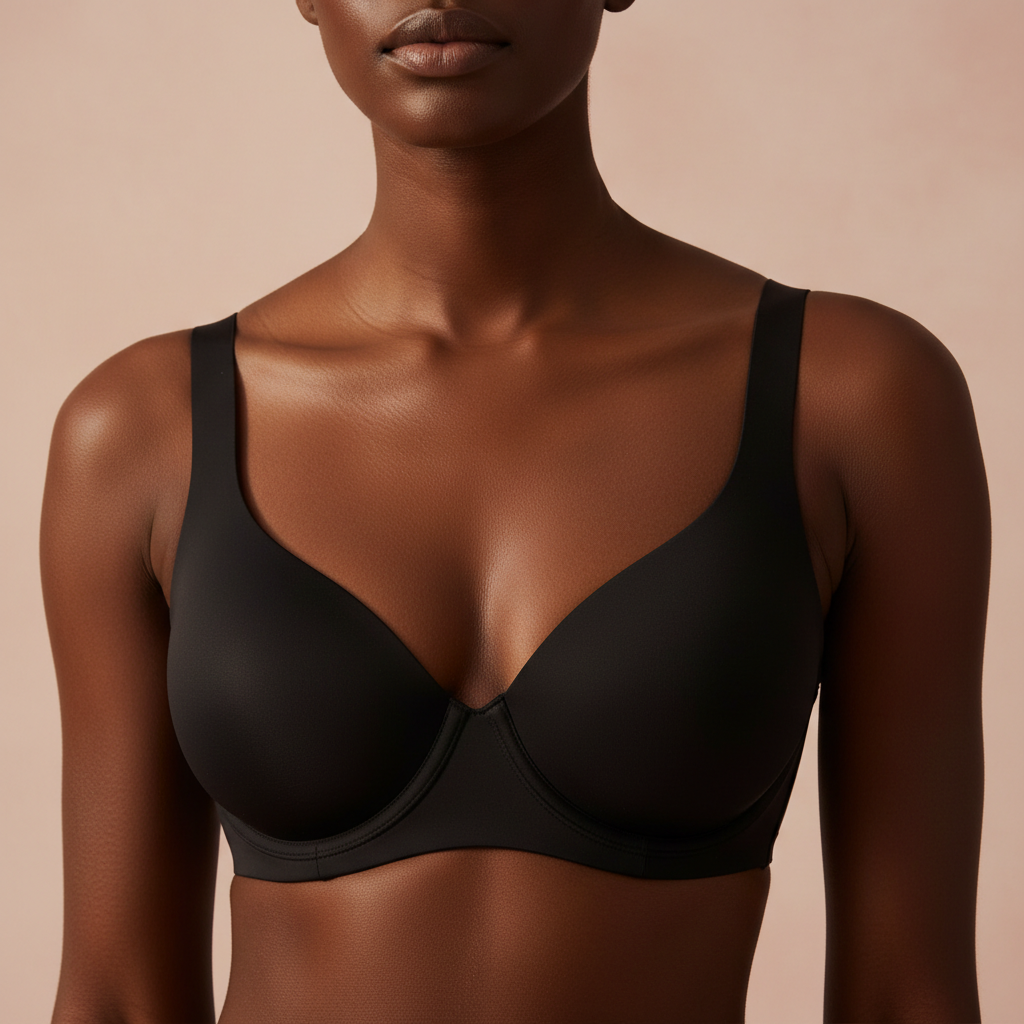Black seamless wireless bra with soft cups