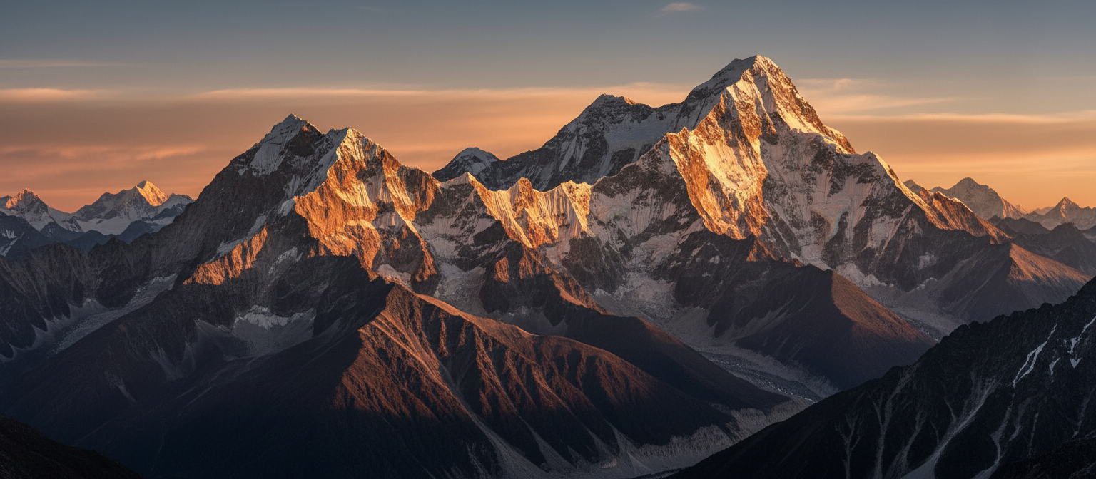 High-altitude Himalayan peaks at golden hour, where XARA shilajit is harvested