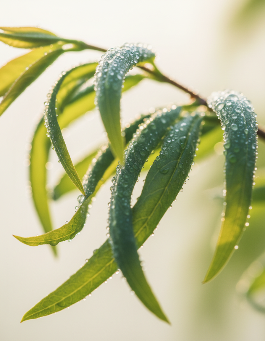Frisse groene bladeren in helder ochtendlicht