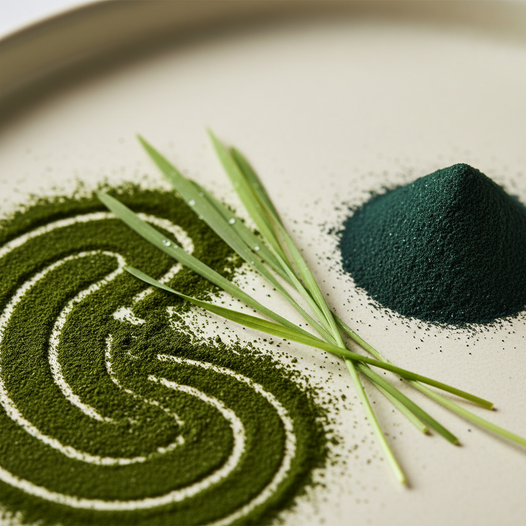 Spirulina, chlorella en tarwegras