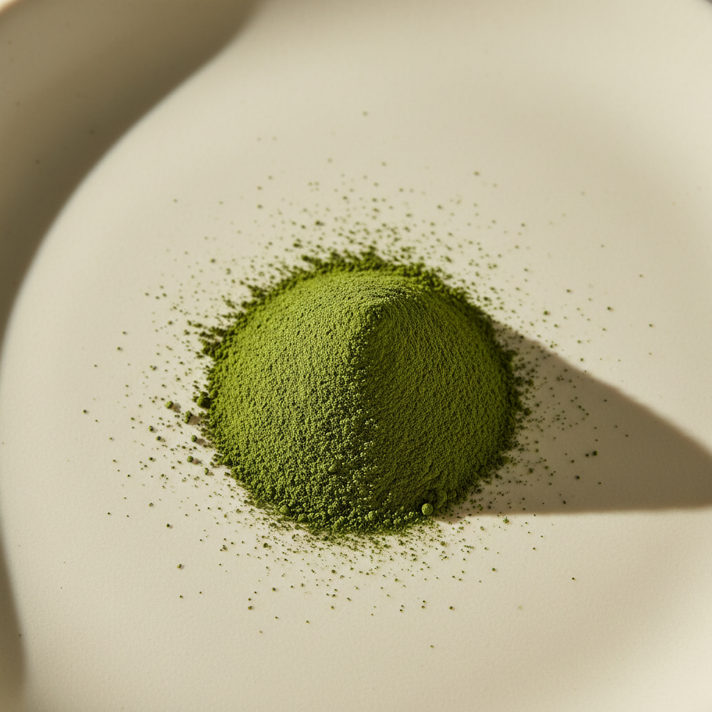 Macrobeeld van het fijne groene poeder