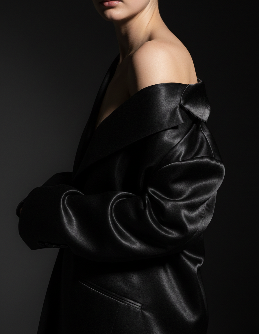 Lustrous black silk jacket