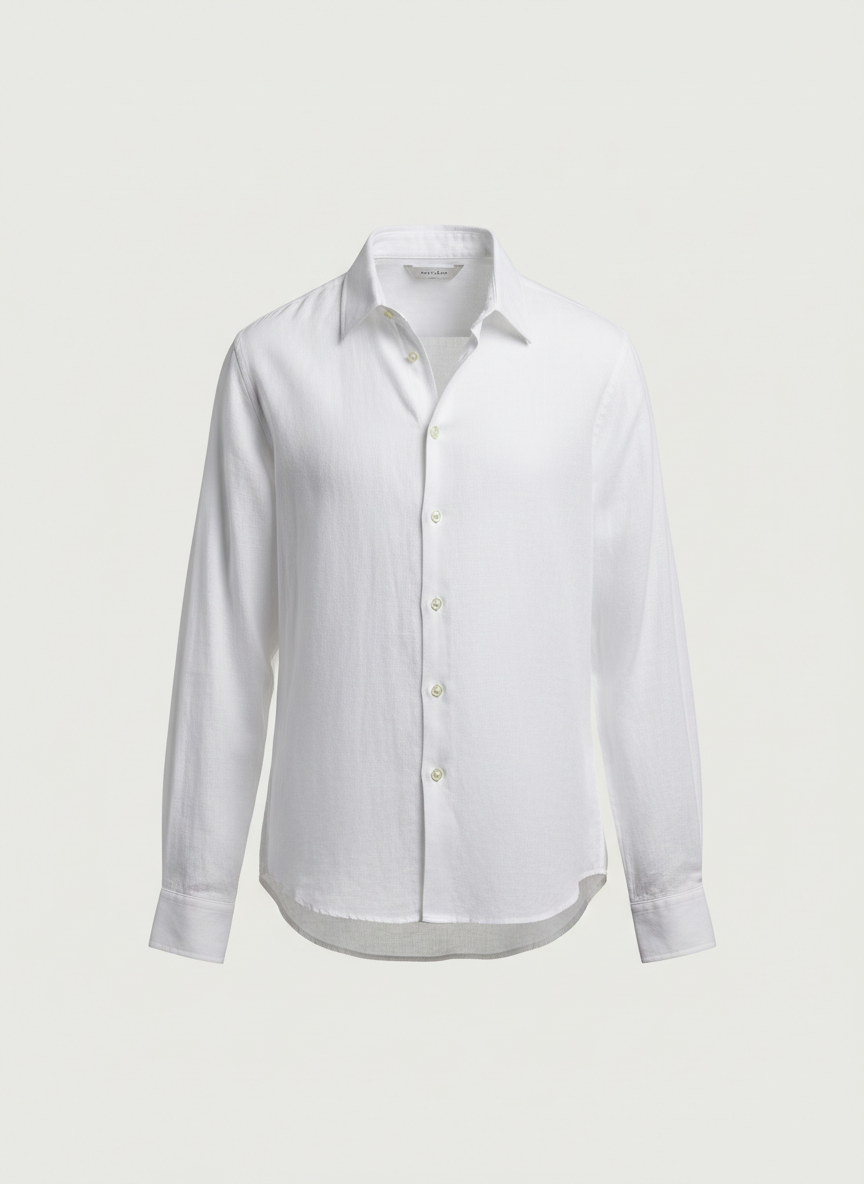 Crisp white cotton-linen shirt