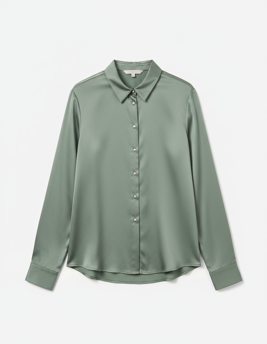 Sage satin blouse