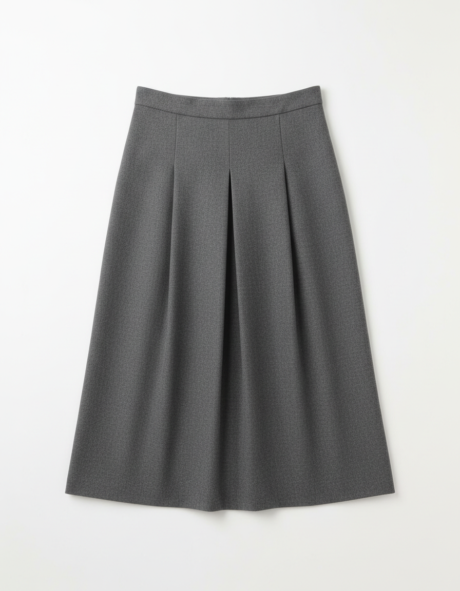 Pleated charcoal midi skirt