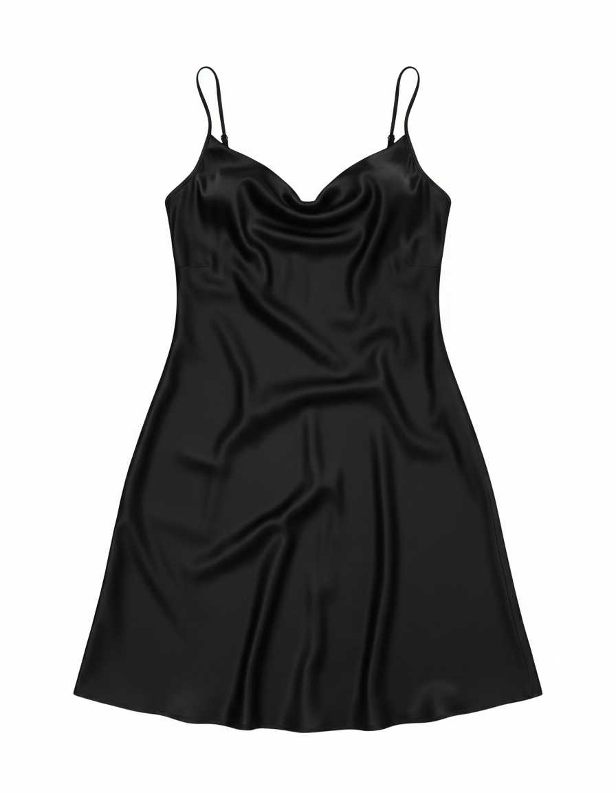 Black satin slip dress