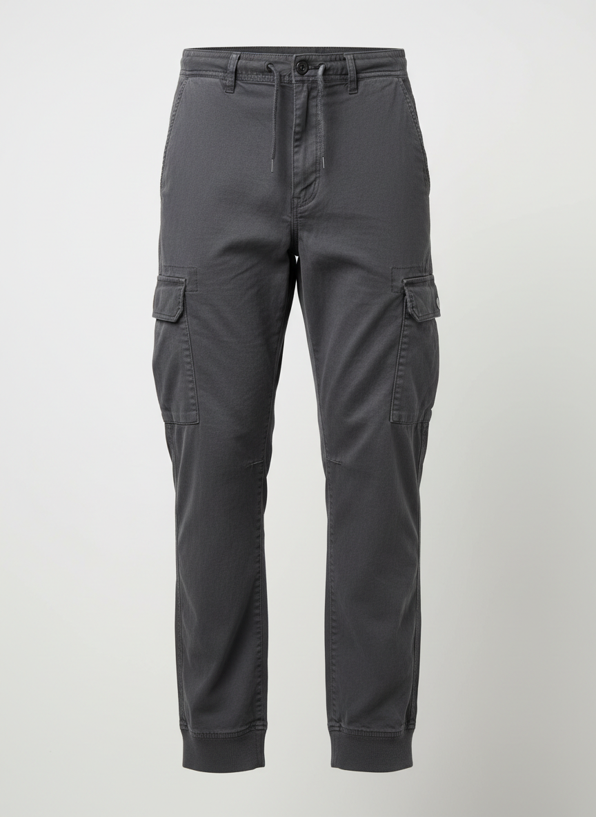 Charcoal cotton cargo trousers