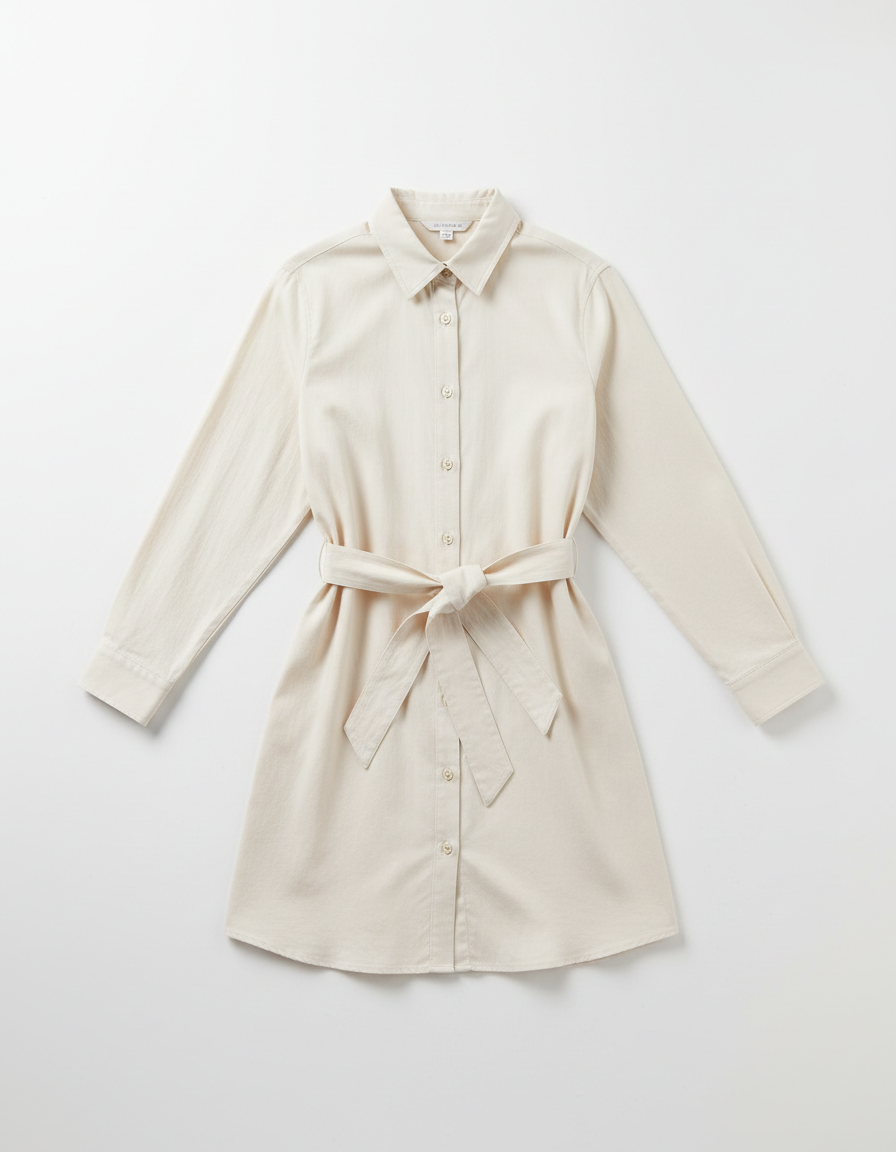 Bone cotton shirt dress