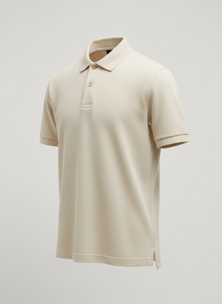 Bone pique cotton polo shirt