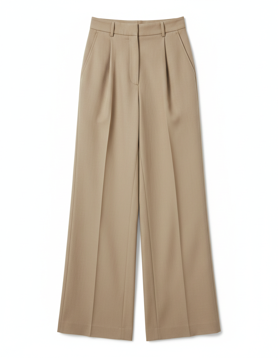 Wide leg beige trousers