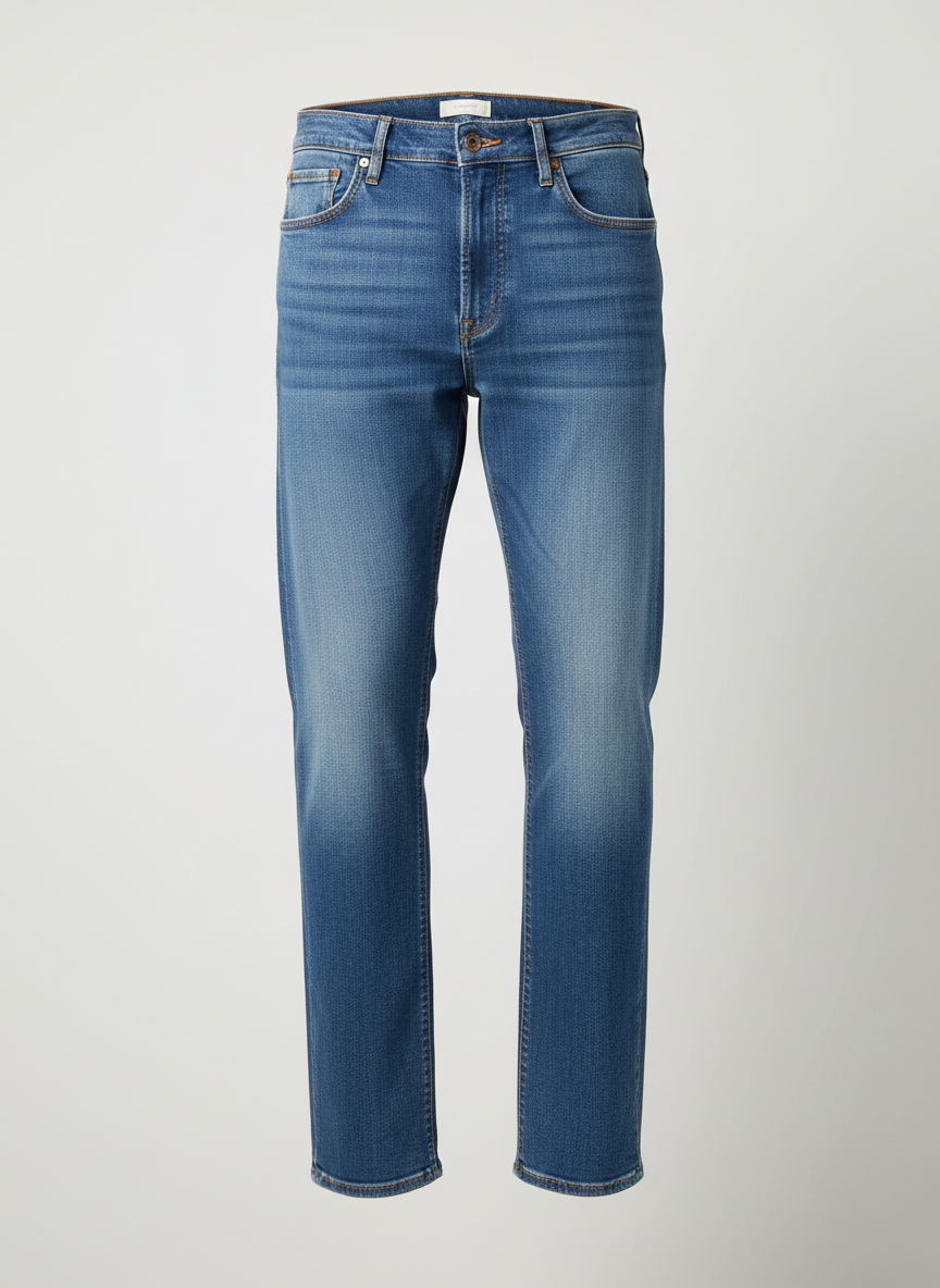 Mid-wash straight leg jeans