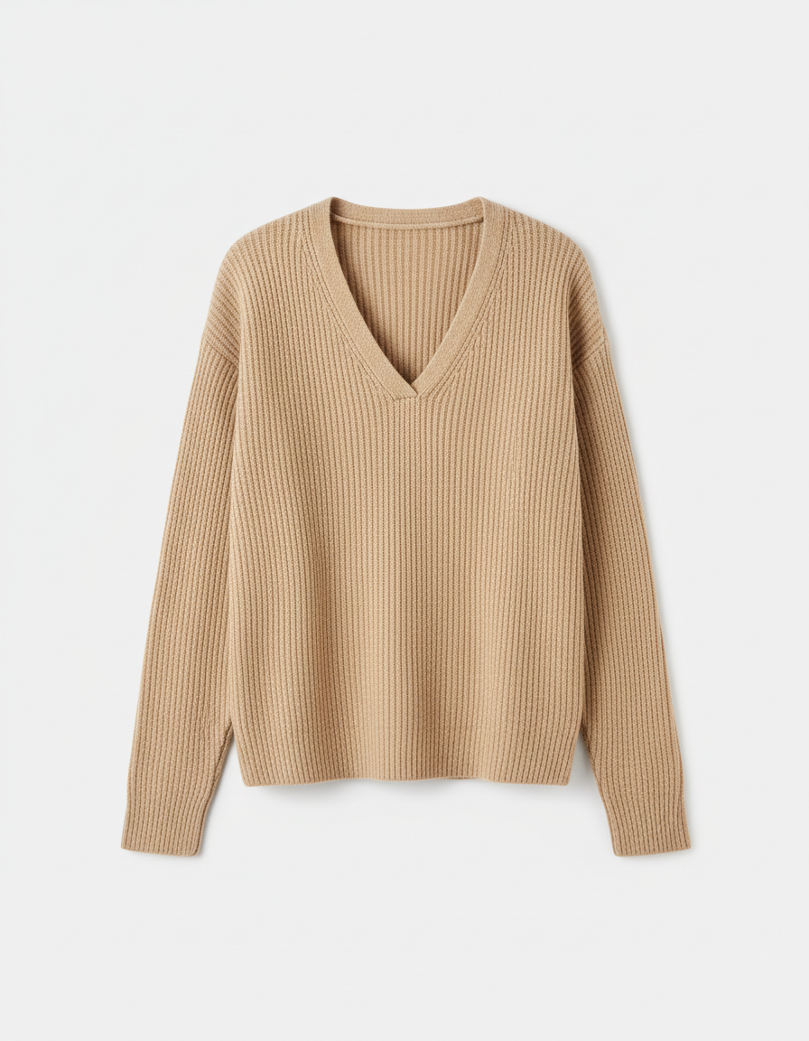 Oatmeal ribbed knit sweater