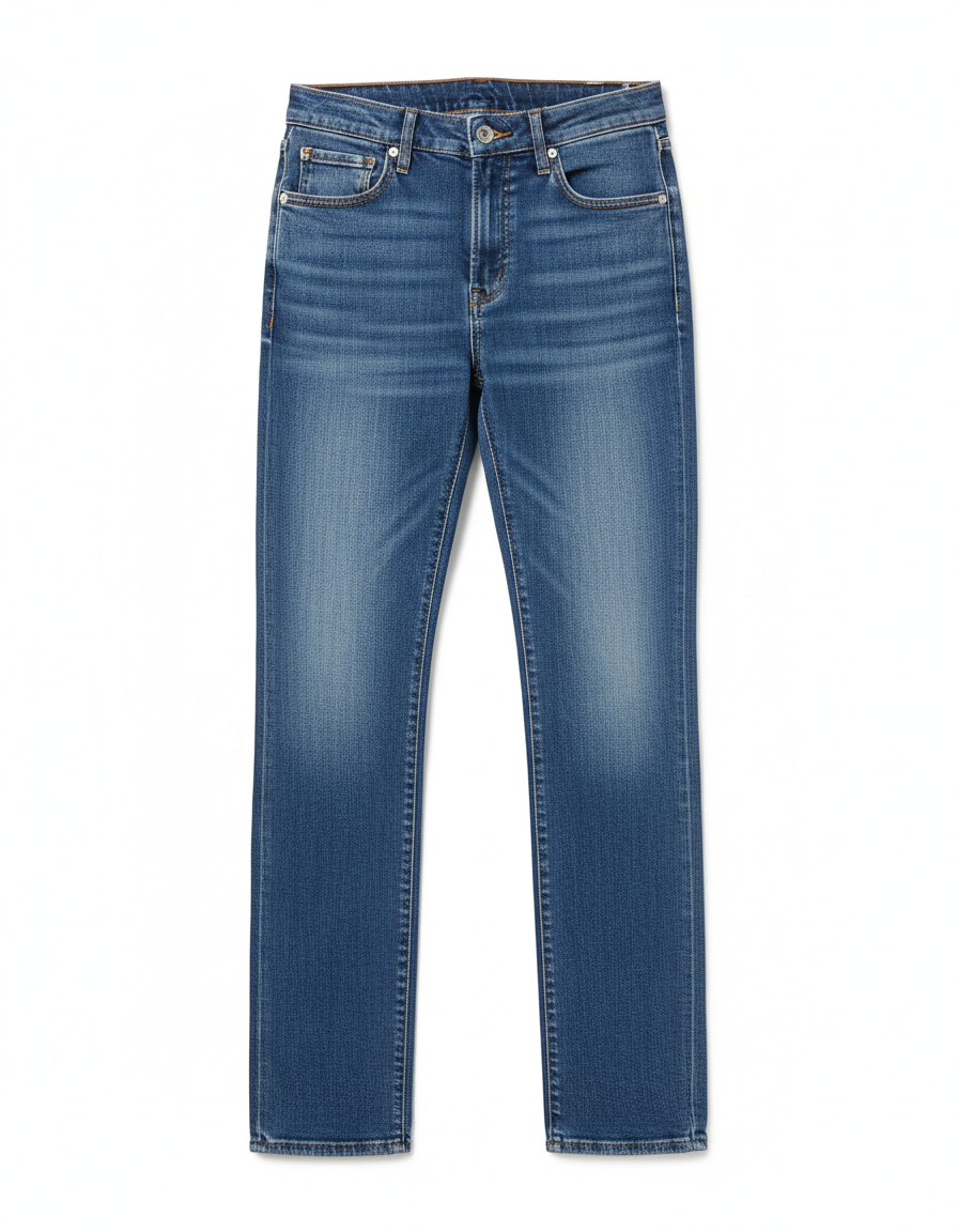 Mid-wash straight leg jeans