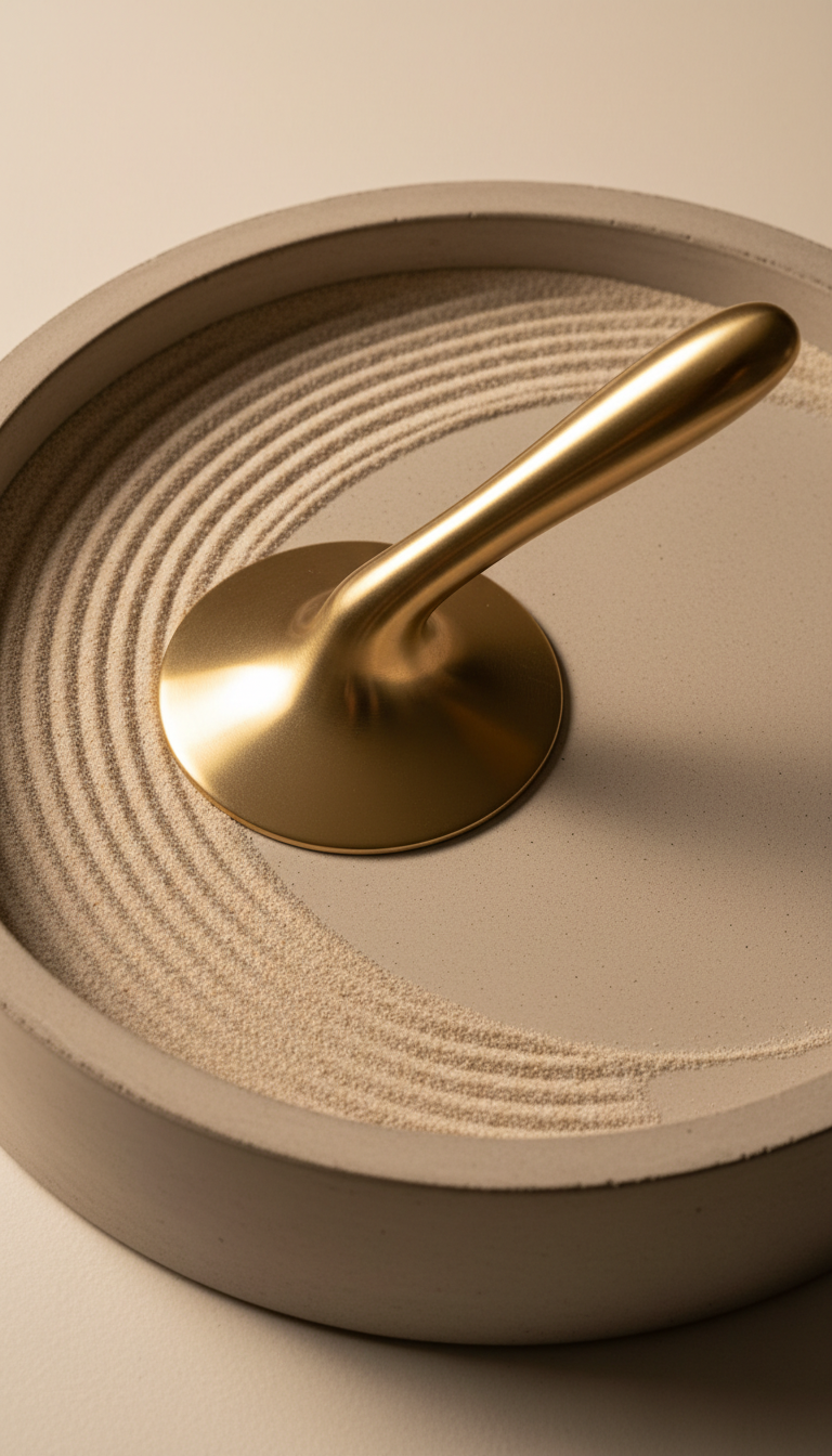 Brass tool sweeping a concrete sand basin smooth in one pass