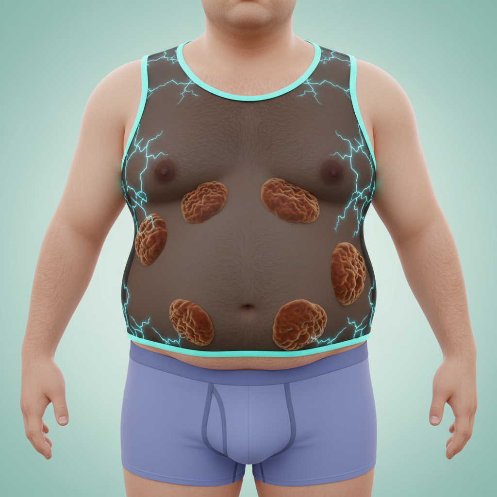 Ionic compression fabric activating around the stomach and chest