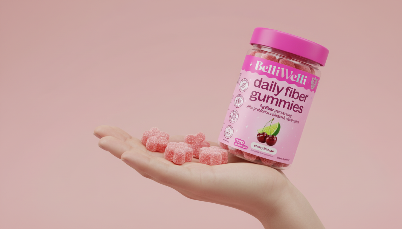 Close-up of flower-shaped fiber gummies in a hand