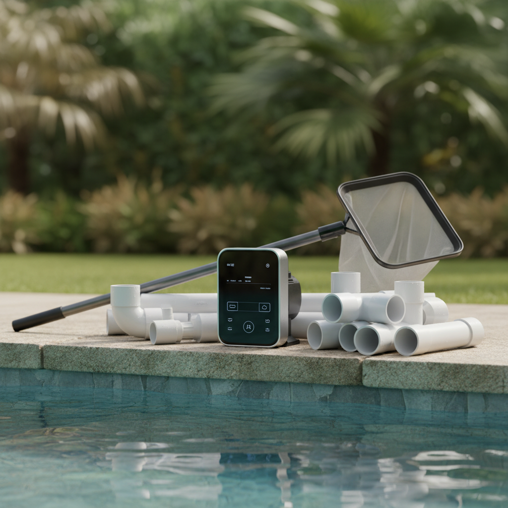 Pool-Zubehör mit digitaler Pumpensteuerung am Beckenrand
