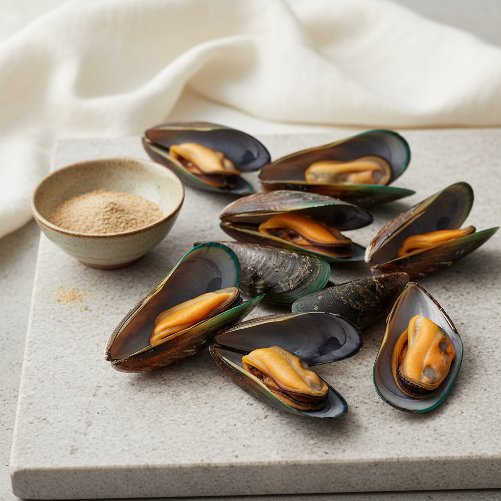 Cozze verdi della Nuova Zelanda con il caratteristico bordo verde