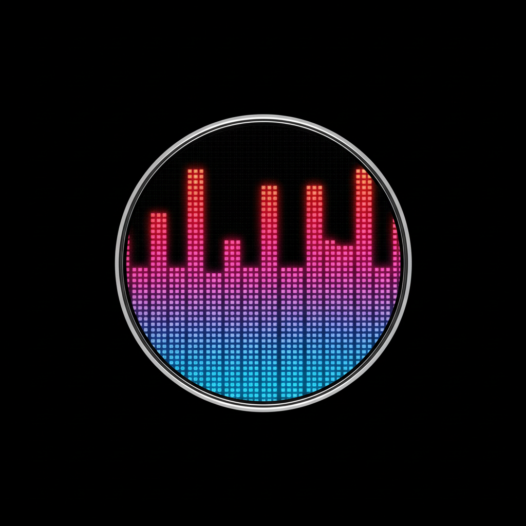 Pixel LED equalizer bars fading from blue to red