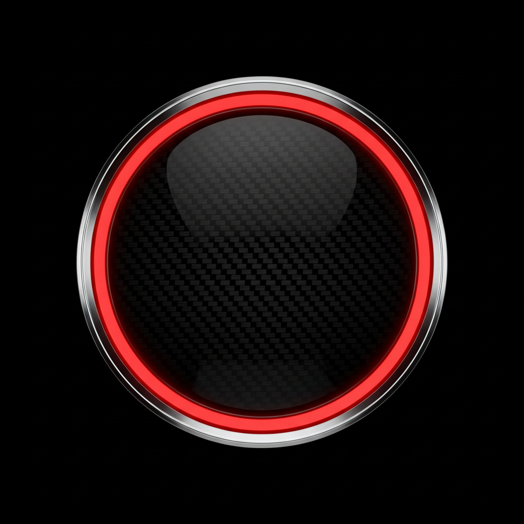 Black carbon fibre weave with a glowing red ring