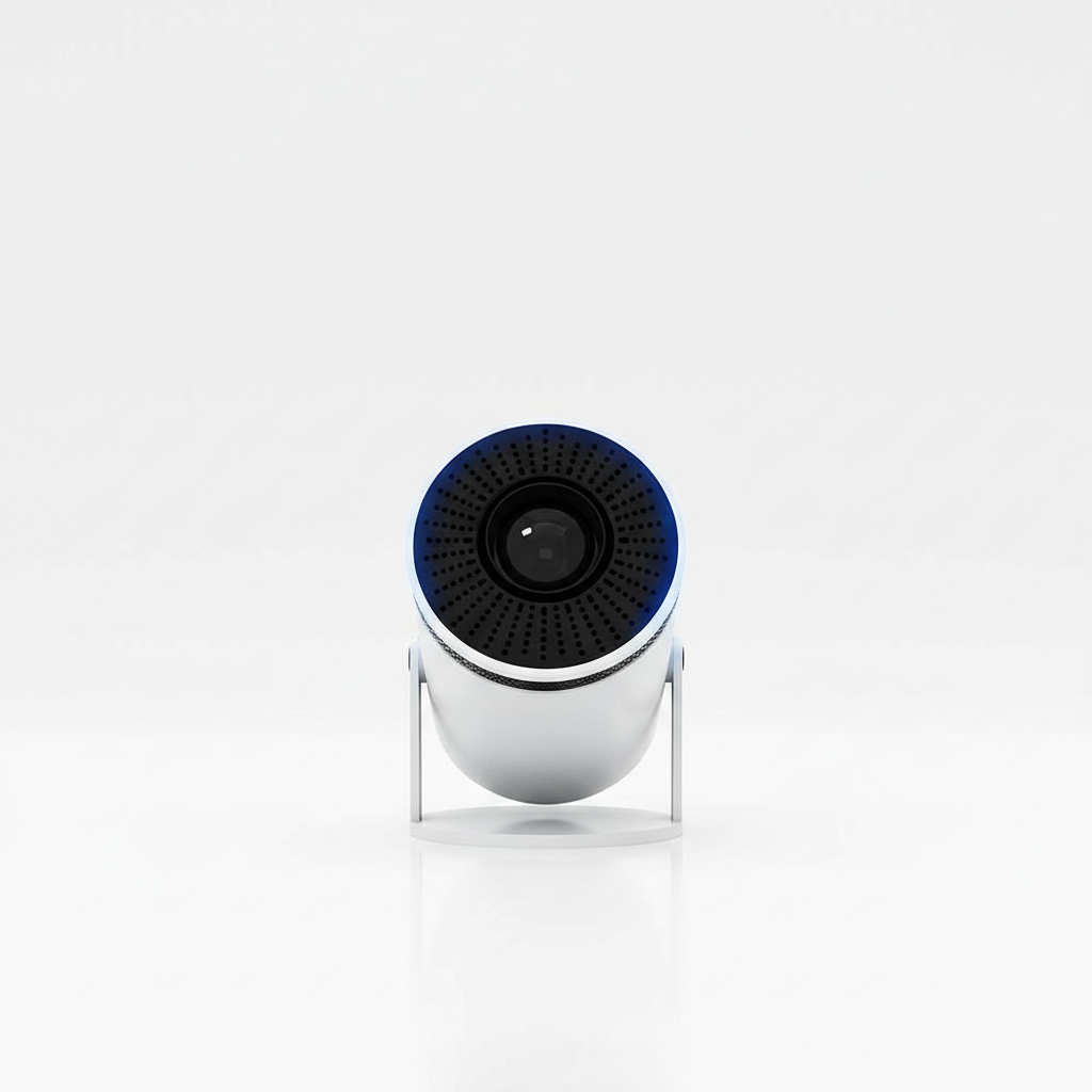 Y5S mini projector in white on a clean studio background